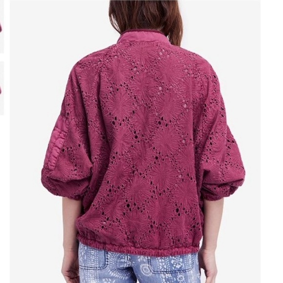 Free People Eyelet Daisy Jane Bomber Jacket NEW - Picture 5 of 5